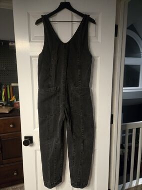 We The Free Black Washed Denim Overalls Jumpsuit